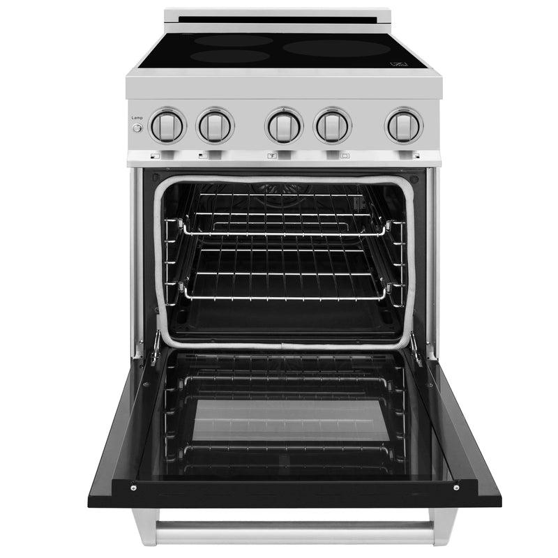 ZLINE 24-Inch 2.8 cu. ft. Induction Range with a 3 Element Stove and Electric Oven in Stainless Steel with Black Matte Door (RAIND-BLM-24)
