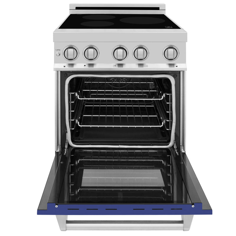 ZLINE 24-Inch 2.8 cu. ft. Induction Range with a 3 Element Stove and Electric Oven in Stainless Steel with Blue Matte Door (RAIND-BM-24)