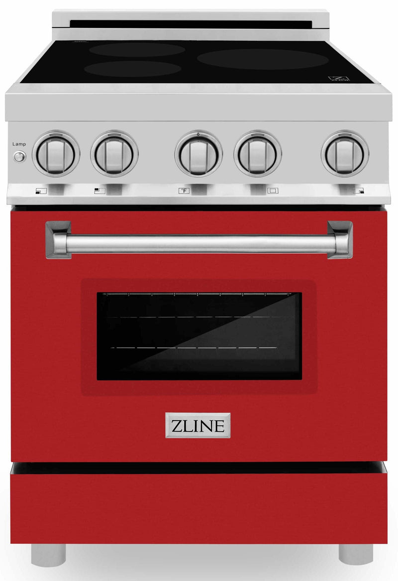 ZLINE 24-Inch 2.8 cu. ft. Induction Range with a 3 Element Stove and Electric Oven in Stainless Steel with Red Matte Door (RAIND-RM-24)