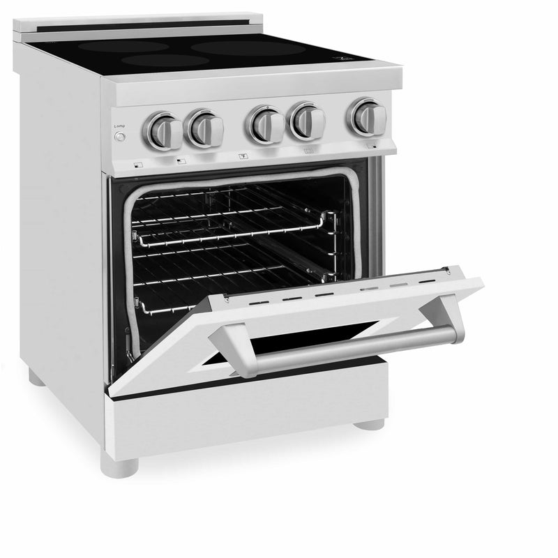 ZLINE 24-Inch 2.8 cu. ft. Induction Range with a 3 Element Stove and Electric Oven in White Matte (RAIND-WM-24)