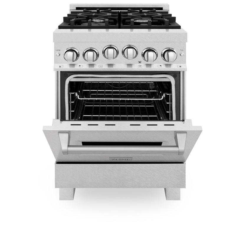 ZLINE 24-Inch Gas Range with 2.8 cu. ft. Gas Oven and Gas Cooktop with Griddle in Fingerprint Resistant Stainless Steel (RGS-SN-GR-24)