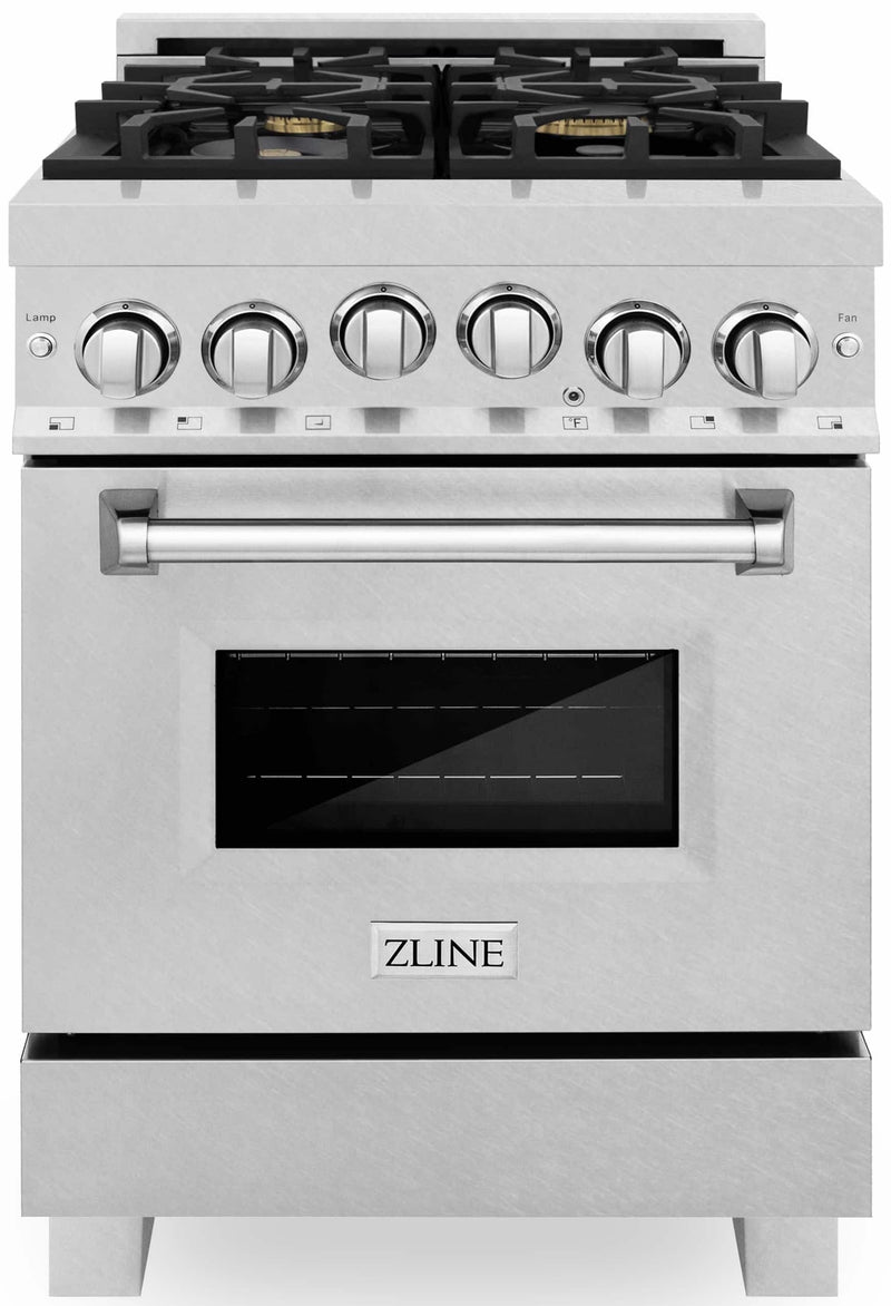 ZLINE 24-Inch 2.8 cu. ft. Range with Gas Stove and Gas Oven in DuraSnow Stainless Steel with Brass Burners (RGS-SN-BR-24)
