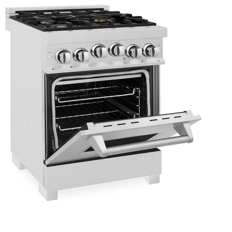 ZLINE 24-Inch 2.8 cu. ft. Range with Gas Stove and Gas Oven in DuraSnow Stainless Steel with Brass Burners (RGS-SN-BR-24)