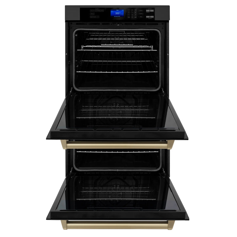 ZLINE 30-Inch Autograph Edition Double Wall Oven with Self Clean and True Convection in Black Stainless Steel and Champagne Bronze (AWDZ-30-BS-CB)
