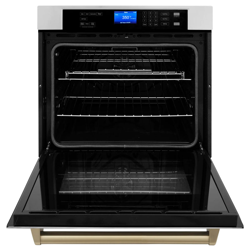 ZLINE 30-Inch Autograph Edition Single Wall Oven with Self Clean and True Convection in Stainless Steel and Champagne Bronze (AWSZ-30-CB)