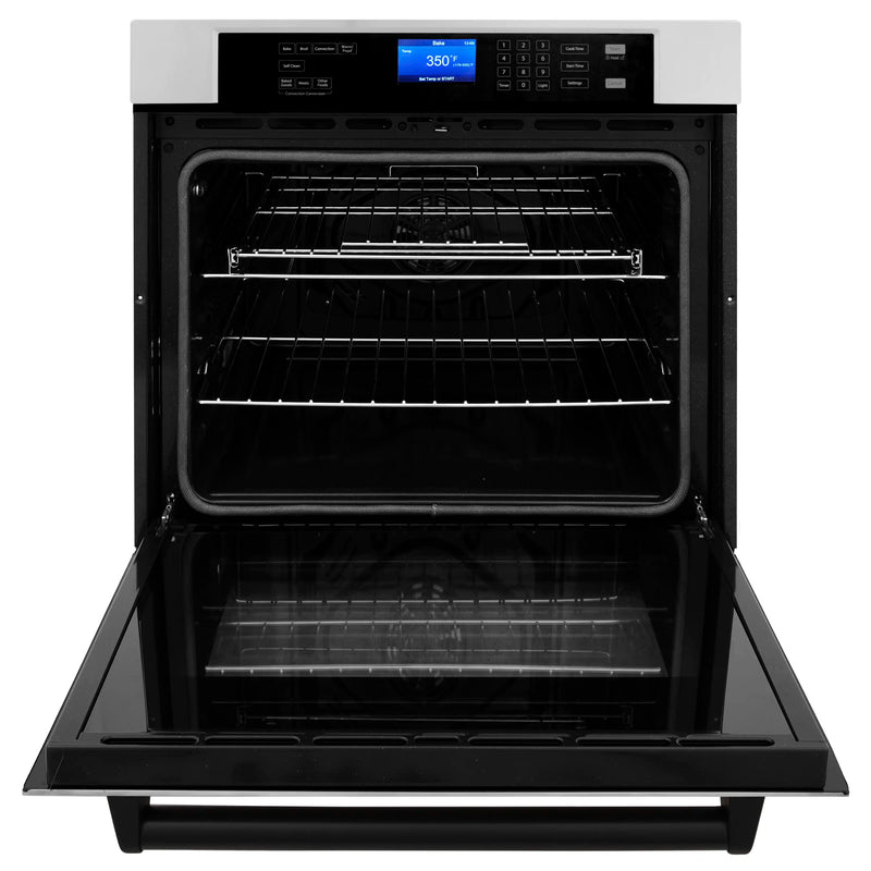 ZLINE 30-Inch Autograph Edition Single Wall Oven with Self Clean and True Convection in Stainless Steel and Matte Black (AWSZ-30-MB)