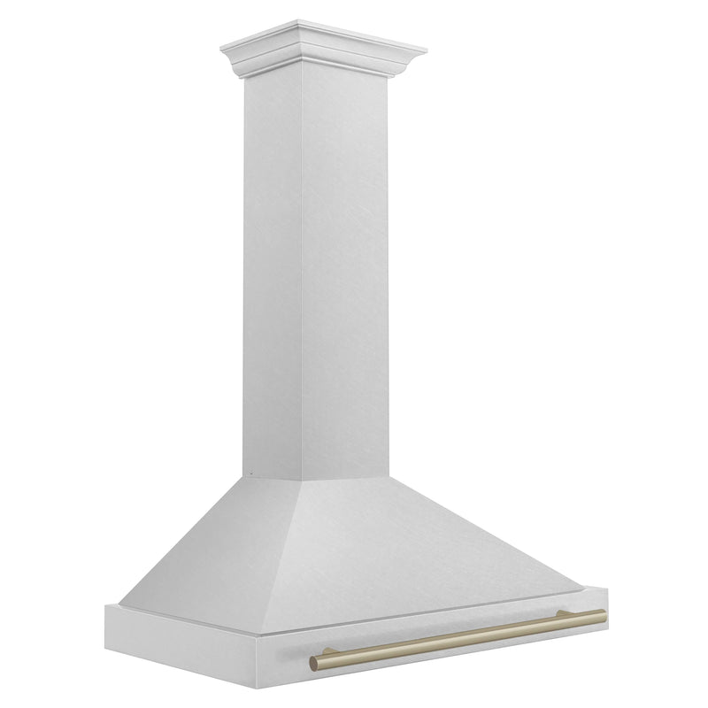 ZLINE 36-Inch Autograph Edition Wall Mounted Range Hood in DuraSnow Stainless Steel with Champagne Bronze Handle (KB4SNZ-36-CB)