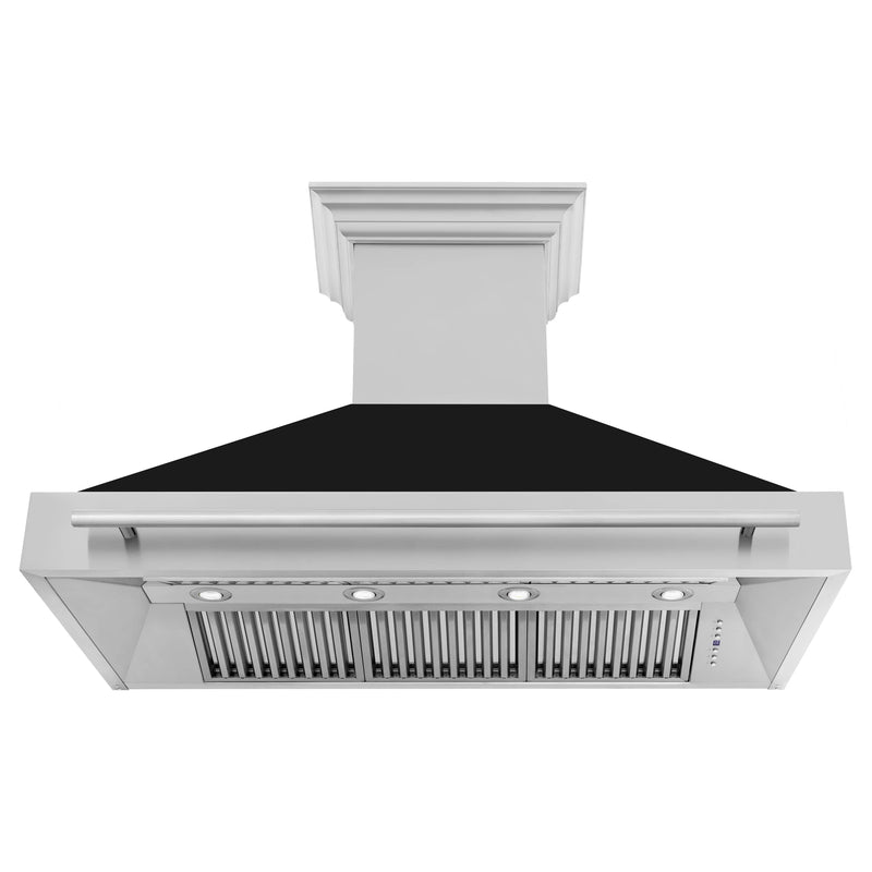 ZLINE 48-Inch Wall Mount Range Hood in Stainless Steel with Black Matte Shell and Stainless Steel Handle (8654STX-BLM-48)