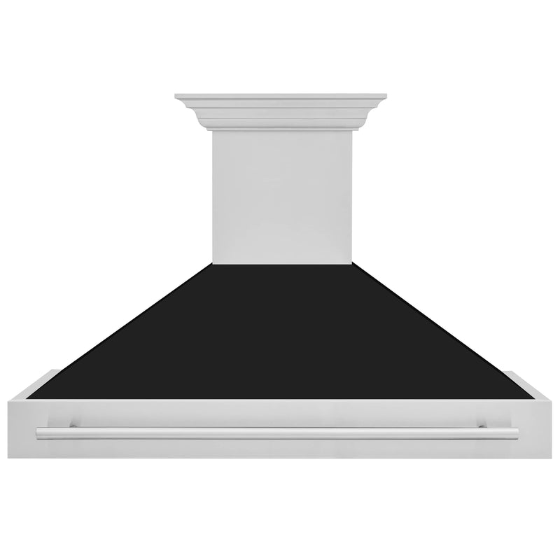 ZLINE 48-Inch Wall Mount Range Hood in Stainless Steel with Black Matte Shell and Stainless Steel Handle (8654STX-BLM-48)