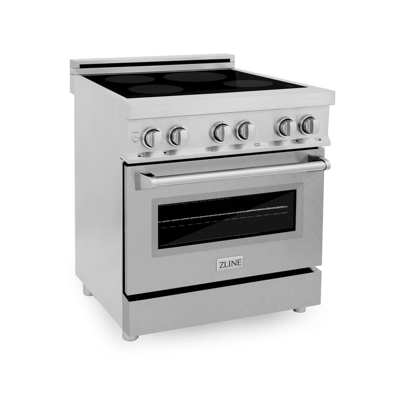 ZLINE 30-Inch 4.0 cu. ft. Induction Range with a 4 Element Stove and Electric Oven in Stainless Steel with DuraSnow Door (RAIND-SN-30)