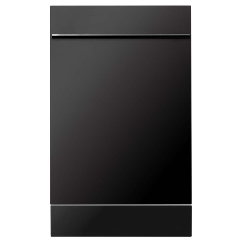 ZLINE 18-Inch Compact Black Stainless Steel Top Control Dishwasher with Stainless Steel Tub and Modern Style Handle, 40dBa (DW-BS-H-18)