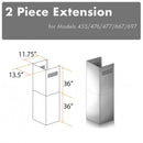 ZLINE 2-36 in. Chimney Extensions for 10 ft. to 12 ft. Ceilings - 2PCEXT-455/476/477/667/697