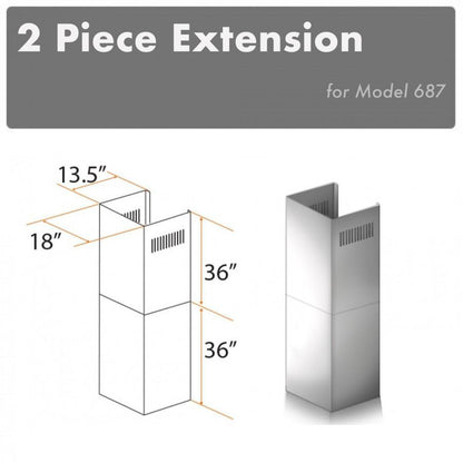 ZLINE 2-36 in. Chimney Extensions for 10 ft. to 12 ft. Ceilings - 2PCEXT