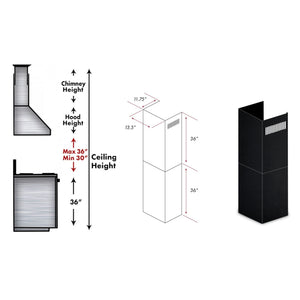 ZLINE 2-36 in. Chimney Extensions for 10 ft. to 12 ft. Ceilings - 2PCEXT-BS655N
