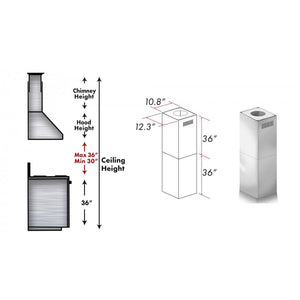 ZLINE 2-36 in. Chimney Extensions for 10 ft. to 12 ft. Ceilings - 2PCEXT-GL5i