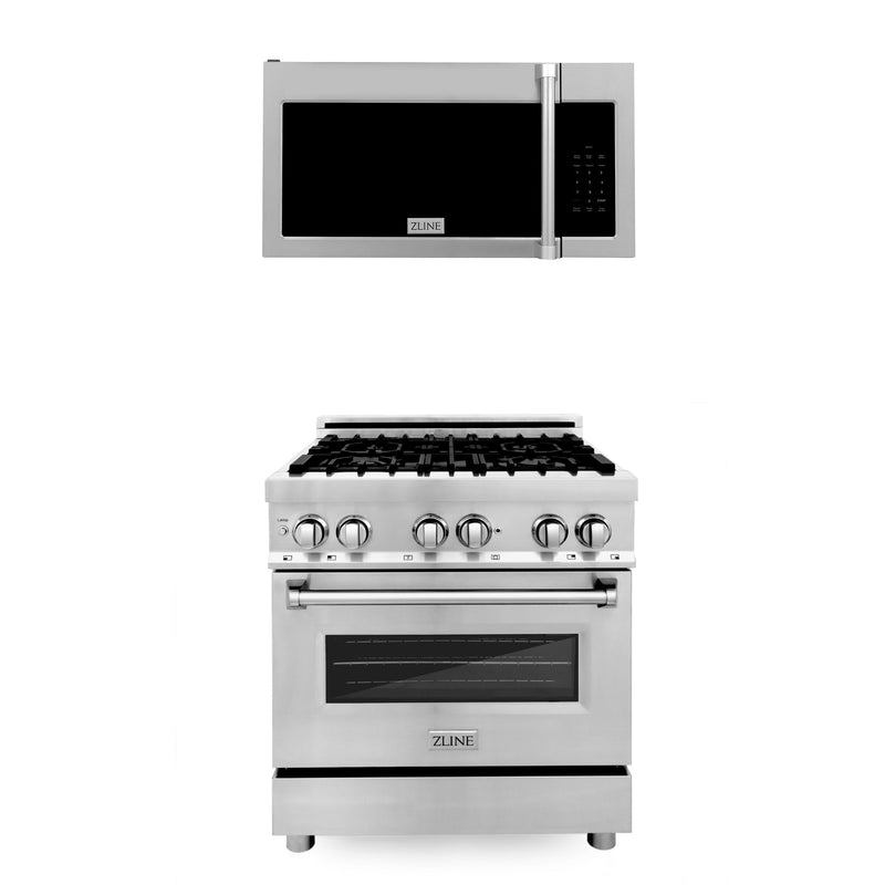 ZLINE 2-Piece Appliance Package - 30-inch Dual Fuel Range and Over-the-Range Microwave (2KP-RAOTRH30)