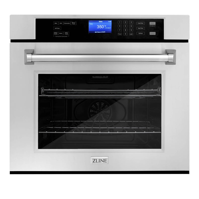 ZLINE 2-Piece Appliance Package - 30-inch Electric Wall Oven with Self-Clean & 24-inch Built-In Microwave Oven in Stainless Steel (2KP-MW24-AWS30)