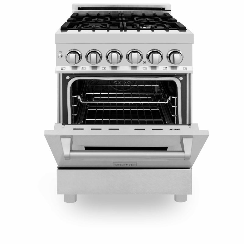 ZLINE 24-Inch 2.8 cu. ft. Dual Fuel Range with Gas Stove and Electric Oven in Stainless Steel and DuraSnow Door (RA-SN-24)