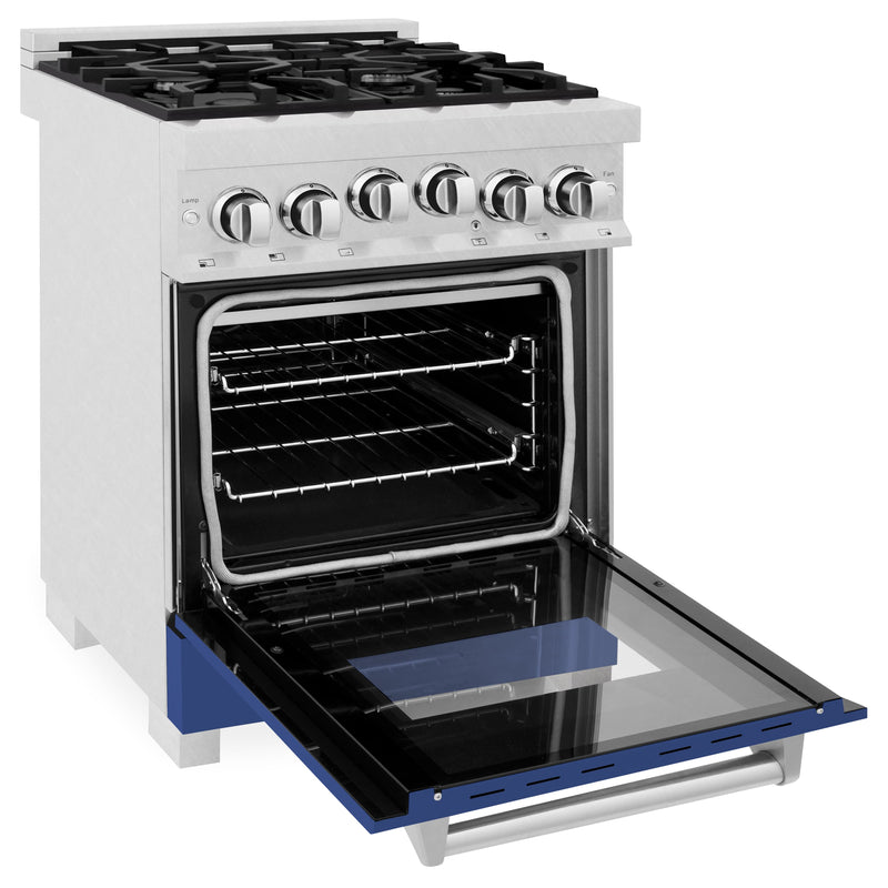 ZLINE 24-Inch 2.8 cu. ft. Range with Gas Stove and Gas Oven in DuraSnow Stainless Steel and Blue Matte Door (RGS-BM-24)