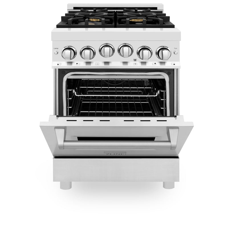 ZLINE 24-Inch 2.8 cu. ft. Range with Gas Stove and Gas Oven in Stainless Steel with Brass Burners (RG-BR-24)
