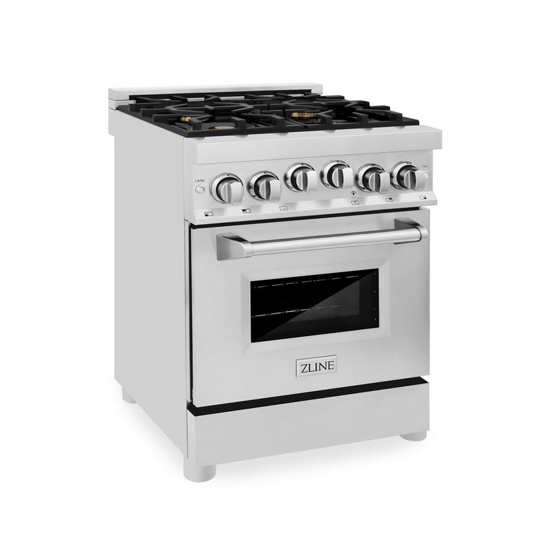 ZLINE 24-Inch 2.8 cu. ft. Range with Gas Stove and Gas Oven in Stainless Steel with Brass Burners (RG-BR-24)