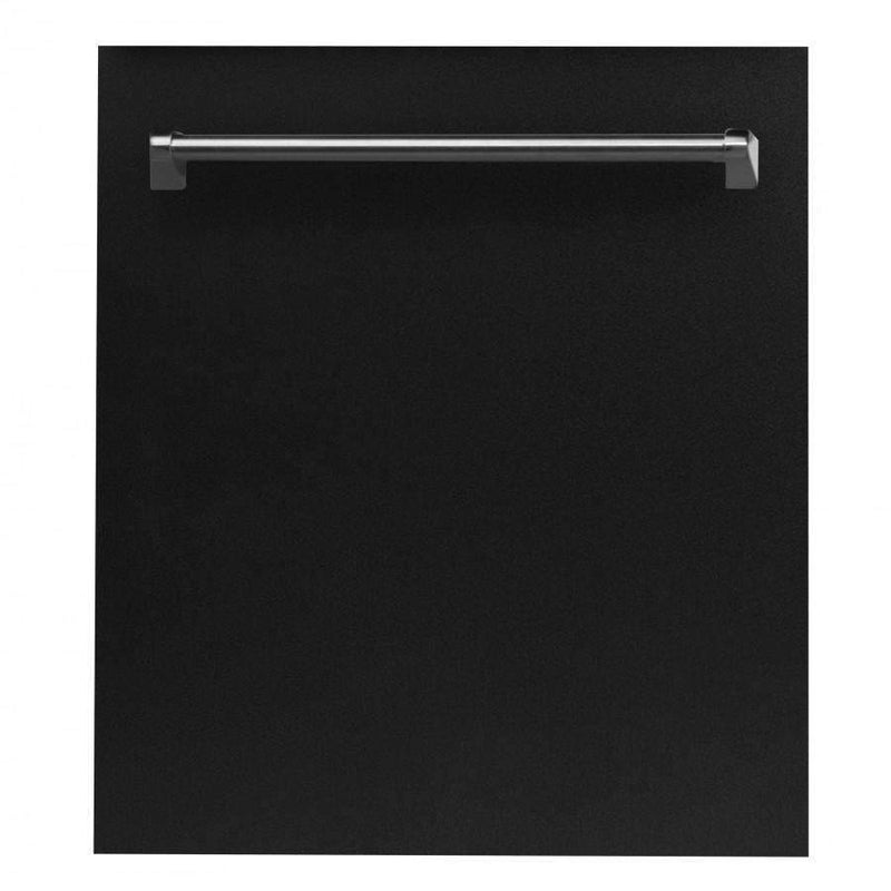 ZLINE 24-Inch Dishwasher in Black Matte with Stainless Steel Tub and Traditional Style Handle (DW-BLM-24)