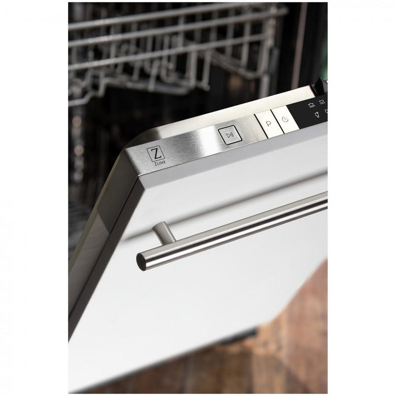 ZLINE 24-Inch Dishwasher in White Matte with Stainless Steel Tub and Modern Style Handle (DW-WM-H-24)