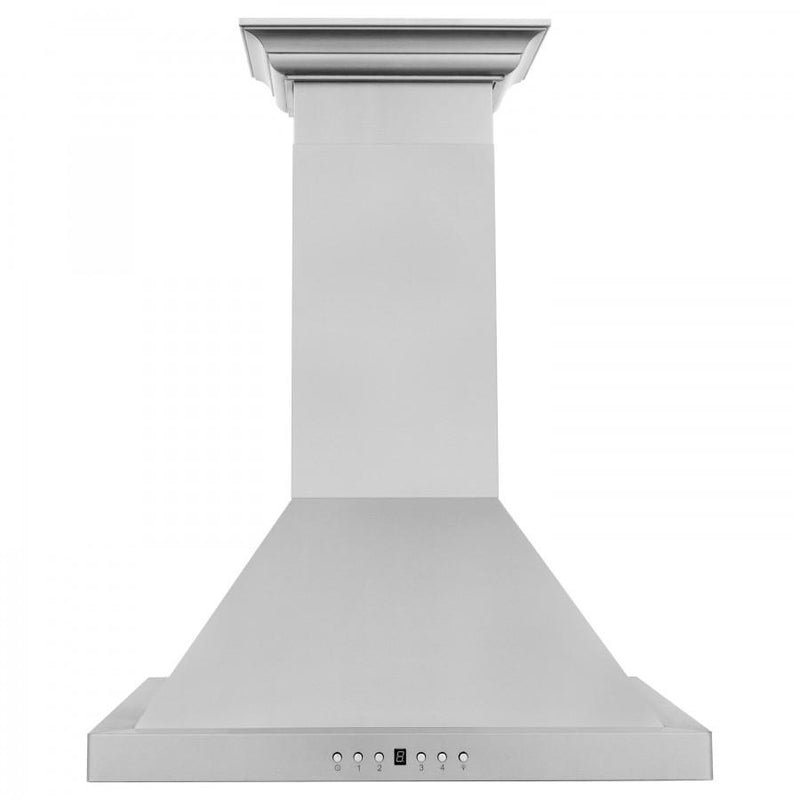 ZLINE 24-Inch Convertible Vent Wall Mount Range Hood in Stainless Steel with Crown Molding (KBCRN-24)