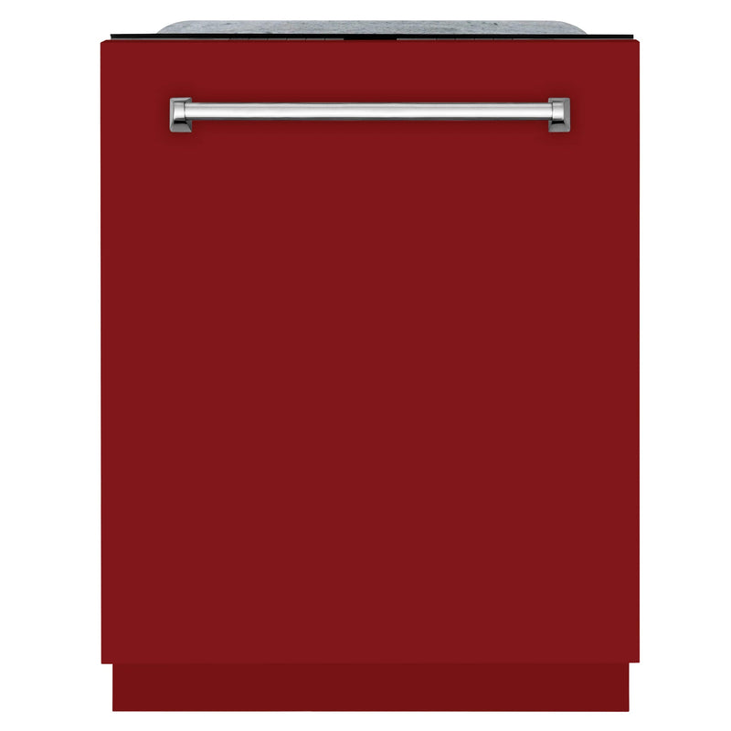 ZLINE 24-Inch Monument Series 3rd Rack Top Touch Control Dishwasher in Red Gloss with Stainless Steel Tub, 45dBa (DWMT-RG-24)
