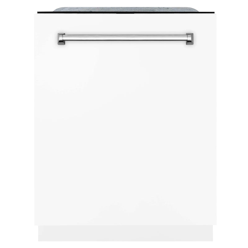 ZLINE 24-Inch Monument Series 3rd Rack Top Touch Control Dishwasher in White Matte with Stainless Steel Tub, 45dBa (DWMT-WM-24)