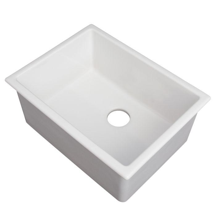 ZLINE 24-Inch Rome Dual Mount Single Bowl Fireclay Kitchen Sink with Bottom Grid in White Gloss (FRC5123-WH-24)