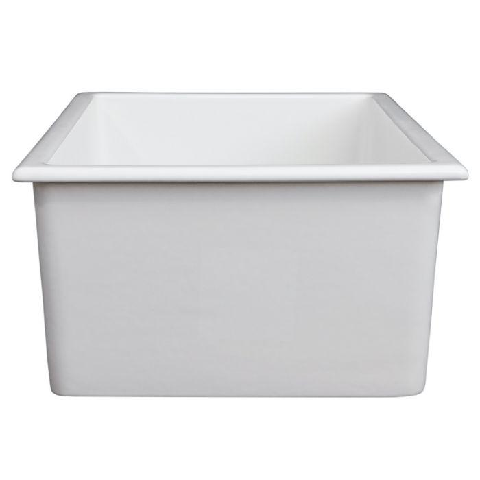 ZLINE 24-Inch Rome Dual Mount Single Bowl Fireclay Kitchen Sink with Bottom Grid in White Gloss (FRC5123-WH-24)