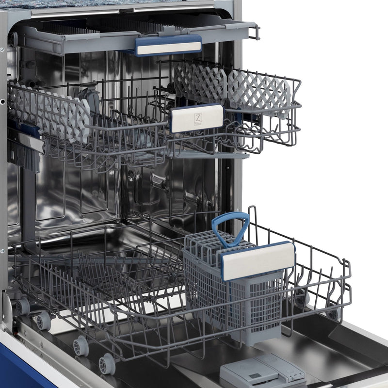 ZLINE 24-Inch Tallac Series 3rd Rack Dishwasher in Blue Matte with Stainless Steel Tub, 51dBa (DWV-BM-24)