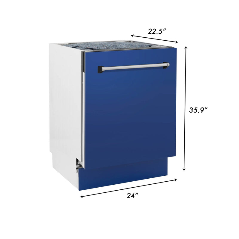 ZLINE 24-Inch Tallac Series 3rd Rack Dishwasher in Blue Matte with Stainless Steel Tub, 51dBa (DWV-BM-24)