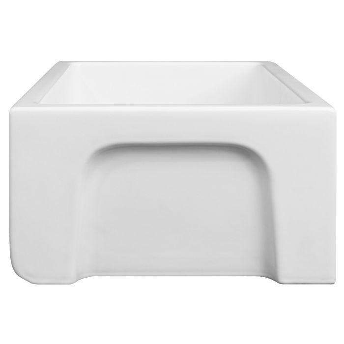 ZLINE 24-Inch Venice Farmhouse Apron Front Reversible Single Bowl Fireclay Kitchen Sink with Bottom Grid in White Matte (FRC5120-WM-24)