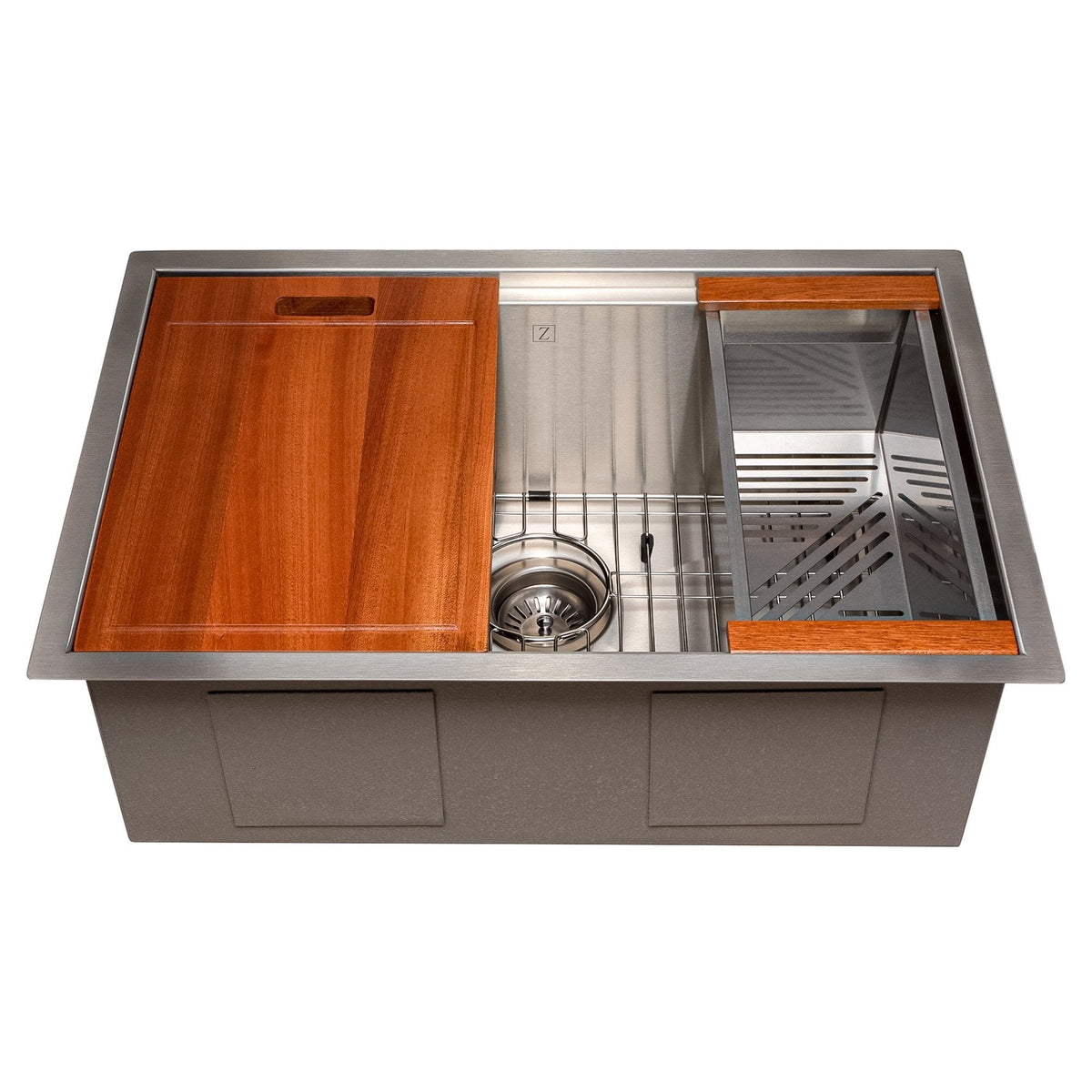 ZLINE 27" Garmisch Undermount Single Bowl Kitchen Sink with Bottom Grid and Accessories 
