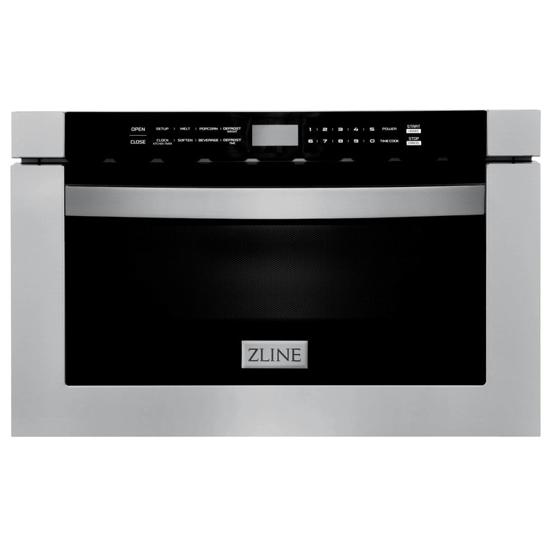 ZLINE 3-Piece Appliance Package - 48-Inch Gas Range, Premium Wall Mount Hood & Microwave Drawer in Stainless Steel (3KP-RGRH48-MW)