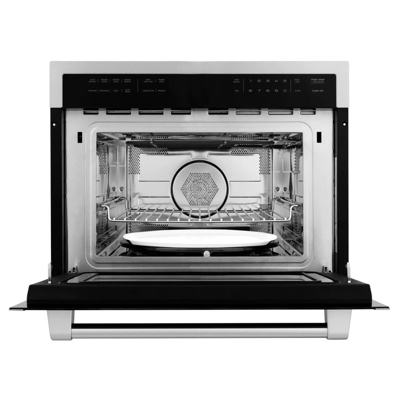 ZLINE 3-Piece Appliance Package - 48-inch Dual Fuel Range, Premium Hood & Microwave Oven in Stainless Steel (3KP-RARHMWO-48)