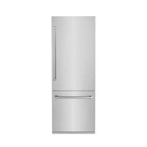 ZLINE 30" 16.1 cu. ft. Built-In 2-Door Bottom Freezer Refrigerator with Internal Water and Ice Dispenser in Stainless Steel RBIV-304-30