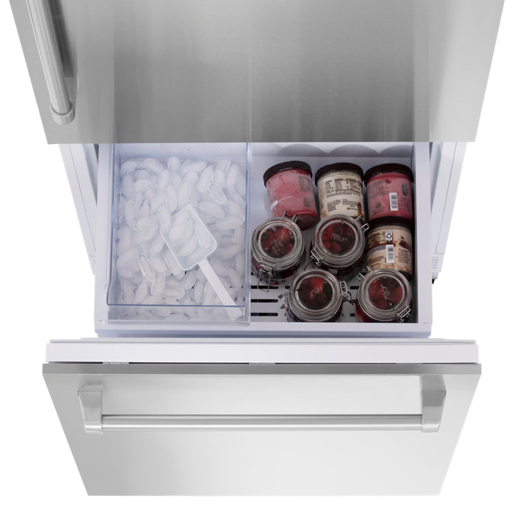ZLINE 30" 16.1 cu. ft. Built-In 2-Door Bottom Freezer Refrigerator with Internal Water and Ice Dispenser in Stainless Steel RBIV-304-30