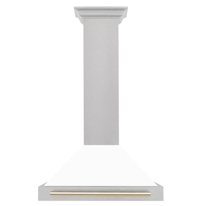 ZLINE 30" Autograph Edition DuraSnow® Stainless Steel Range Hood with White Matte Shell KB4SNZ-WM30