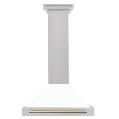 ZLINE 30" Autograph Edition DuraSnow® Stainless Steel Range Hood with White Matte Shell KB4SNZ-WM30