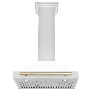 ZLINE 30" Autograph Edition Stainless Steel Range Hood with White Matte Shell KB4STZ-WM30