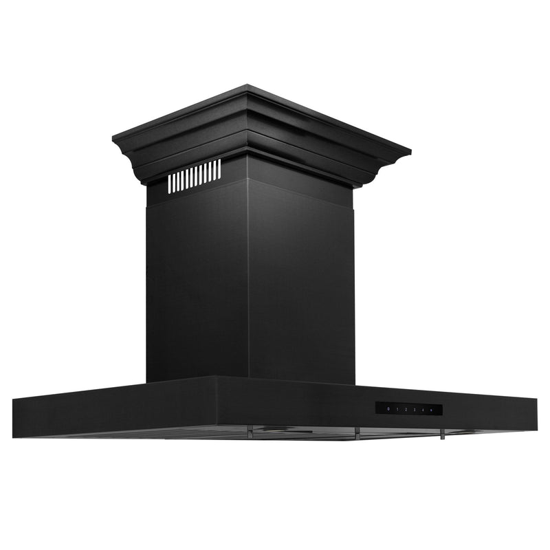 ZLINE 30-Inch Convertible Vent Wall Mount Range Hood in Black Stainless Steel with Crown Molding (BSKENCRN-30)