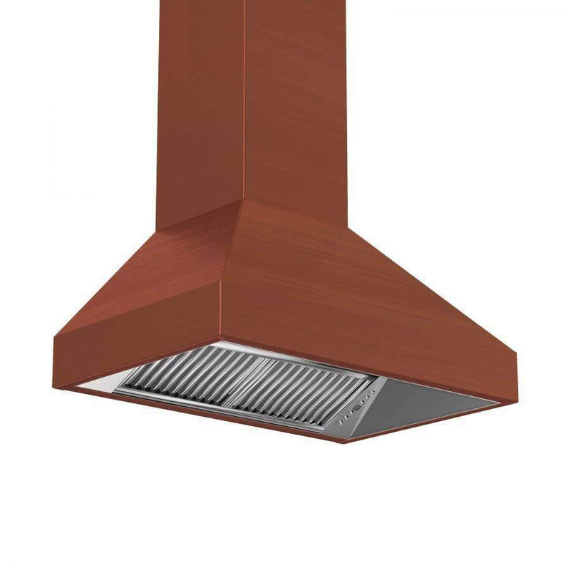 ZLINE 30-Inch Copper Wall Range Hood with Crown Molding and 500 CFM Motor (8597C-30)
