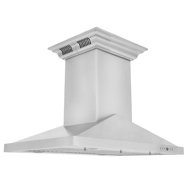 ZLINE 30-Inch Ducted Vent Island Mount Range Hood in Stainless Steel with Built-in CrownSoundBluetooth Speakers (GL1iCRN-BT-30)