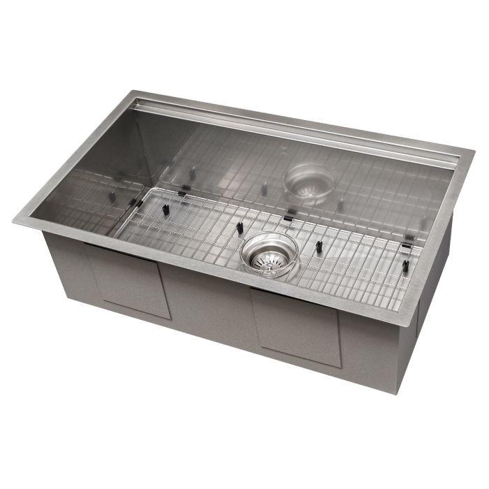 ZLINE 30-Inch Garmisch Undermount Single Bowl Fingerprint Resistant Stainless Steel Kitchen Sink with Bottom Grid and Accessories (SLS-30S)