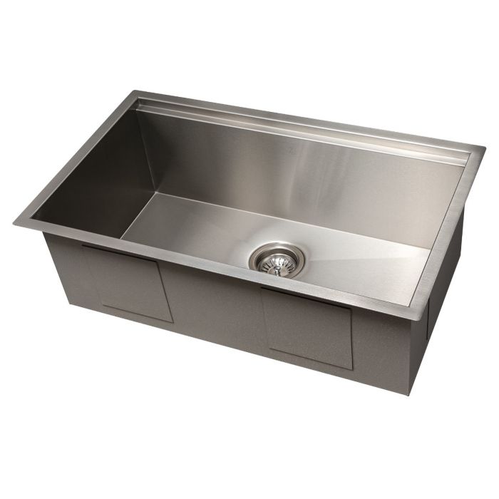 ZLINE 30-Inch Garmisch Undermount Single Bowl Stainless Steel Kitchen Sink with Bottom Grid and Accessories (SLS-30)