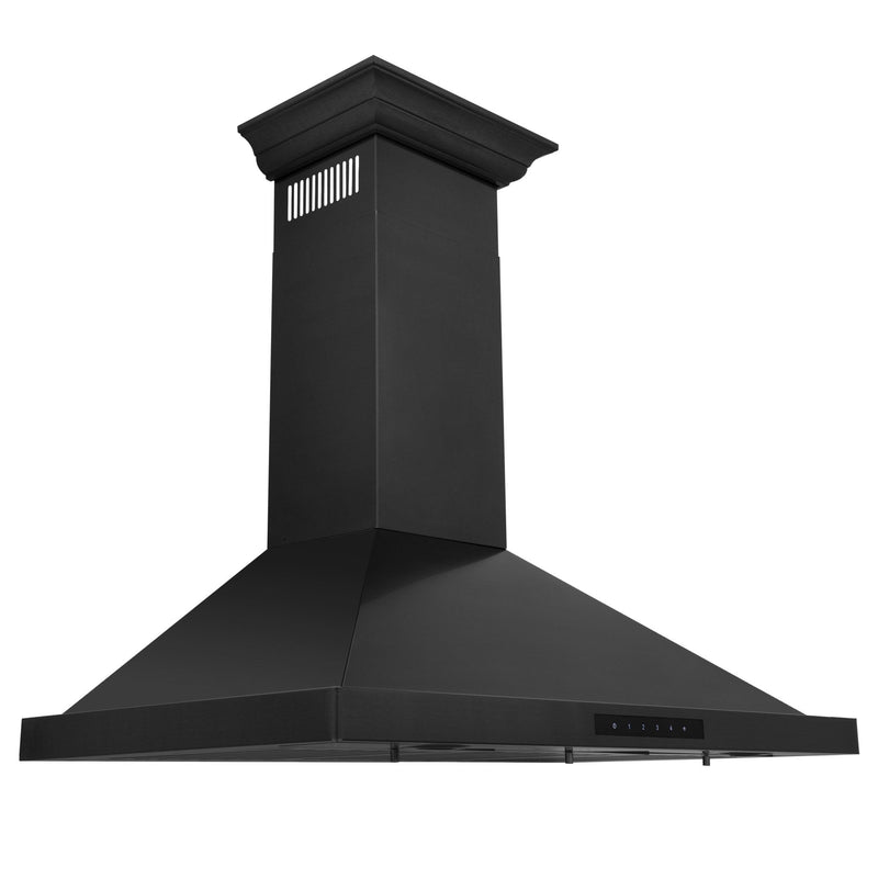 ZLINE 30-Inch Convertible Vent Wall Mount Range Hood in Black Stainless Steel with Crown Molding (BSKBNCRN-30)