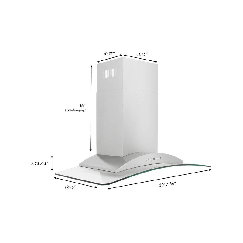 ZLINE 30-Inch Convertible Vent Wall Mount Range Hood in Stainless Steel & Glass (KN-30)